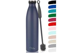 Milu - Thermo in acciaio inox da 350/500/750/1000ml/1,5L borraccia termica, a prova di perdite, a doppia parete, adatta per bevande gassate, con spazzola per la pulizia (Blu marino, 1,5L)
