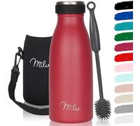 Milu - Thermo in acciaio inox da 350/500/750/1000ml/1,5L borraccia termica, a prova di perdite, a doppia parete, adatta per bevande gassate, con spazzola per la pulizia (Rosso, 350ml)
