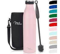 Milu - Thermo in acciaio inox da 350/500/750/1000ml/1,5L borraccia termica, a prova di perdite, a doppia parete, adatta per bevande gassate, con spazzola per la pulizia (Rosa, 750ml)