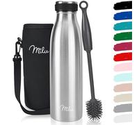 Milu - Thermo in acciaio inox da 350/500/750/1000ml/1,5L borraccia termica, a prova di perdite, a doppia parete, adatta per bevande gassate, con spazzola per la pulizia (Argento, 500ml)