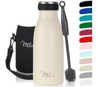 Milu - Thermo in acciaio inox da 350/500/750/1000ml/1,5L borraccia termica, a prova di perdite, a doppia parete, adatta per bevande gassate, con spazzola per la pulizia (Crema di buro, 350ml)
