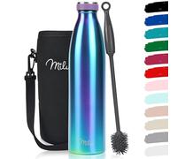 Milu - Thermo in acciaio inox da 350/500/750/1000ml/1,5L borraccia termica, a prova di perdite, a doppia parete, adatta per bevande gassate, con spazzola per la pulizia (Aurora, 1000ml)