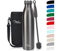 Milu - Thermo in acciaio inox da 350/500/750/1000ml/1,5L borraccia termica, a prova di perdite, a doppia parete, adatta per bevande gassate, con spazzola per la pulizia (Grigio, 750ml)