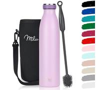 Milu - Thermo in acciaio inox da 350/500/750/1000ml/1,5L borraccia termica, a prova di perdite, a doppia parete, adatta per bevande gassate, con spazzola per la pulizia (Lilac, 750ml)