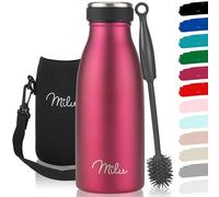 Milu - Thermo in acciaio inox da 350/500/750/1000ml/1,5L borraccia termica, a prova di perdite, a doppia parete, adatta per bevande gassate, con spazzola per la pulizia (Bacca, 350ml