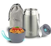 Milu Thermo per Alimenti 300ml 440ml 450ml 650ml 800ml I Contenitore Termico di Acciaio Inossidabile, Isotermico Sottovuoto per Cibi Caldi e Freddi (Grigio, 650ml)