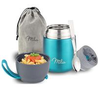 Milu Thermo per Alimenti 300ml 440ml 450ml 650ml 800ml I Contenitore Termico di Acciaio Inossidabile, Isotermico Sottovuoto per Cibi Caldi e Freddi (Verde, 450ml)
