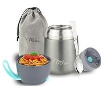 Milu Thermo per Alimenti 300ml 440ml 450ml 650ml 800ml I Contenitore Termico di Acciaio Inossidabile, Isotermico Sottovuoto per Cibi Caldi e Freddi (Grigio, 450ml)