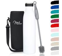 Milu - Thermos in acciaio inox da 350/500/750/1000ml/1,5L borraccia termica, a prova di perdite, a doppia parete, adatta per bevande gassate, con spazzola per la pulizia (Bianco, 500ml)