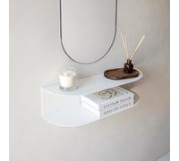 MILUKA Consolle Ingresso Moderno 60 cm in Metallo Bianco | Mensole da Muro Design a 2 Ripiani | Mobile Ingresso Sospeso per il Corridoio o come Comodini Camera da letto