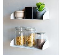 MILUKA Set 2 Mensole da Muro design 40 cm in metallo Bianco | Libreria da Parete Sospesa | Scaffale Modulare Invisibile Porta Libri, CD | Salvaspazio per la Casa