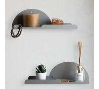 MILUKA Set 2 Mensole da Muro Design con Appendiabiti 35 cm Grigio | Appendini da Muro con Ganci | Picola Mensola per Chiavi e Oggetti | Ripiani da Bagno, Cucina, Corridorio