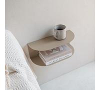 MILUKA Set da 2 Comodini Camera da Letto Moderni| Comodino Piccolo da 40 x 20 cm, 2 Livelli in Metallo Beige Arena | Scaffale da parete, Comodino Sospeso, Mobile Ingresso