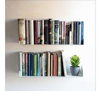 MILUKA Set di 2 Mensole da Muro Design 60 cm | Libreria Sospesa da Parete | Mensola Porta Libri Modulari con Effetto Invisibile | Scaffale Salvaspazio in Metallo Bianco