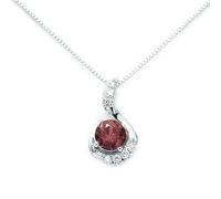 Miluna CLD3118 Women's Necklace - 18K White Gold, 0.65 ct Round Ruby, 8 Brilliant-Cut Diamonds (0.045 ct Total), 42cm Venetian Chain,