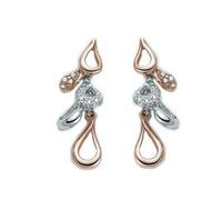 Miluna ERD1037BR Women's Earrings - 18K White and Rose Gold, Elongated Design, Pavé of 22 Brilliant-Cut Diamonds (0.88 ct), Made in Italy