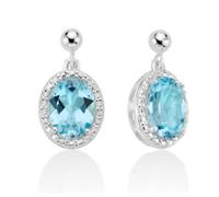 Miluna ERD2547 Women's Earrings - 925 Sterling Silver with Oval Blue Topaz