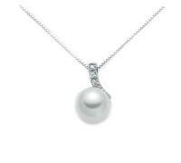 Miluna PCL1548 Women's White Gold Necklace with Pearl and Diamond Pendant