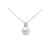 Miluna PCL2170 Women's Necklace - 18kt White Gold with Pearl and Diamond Pendant