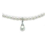 Miluna PCL2181 Women's Necklace - 18kt White Gold with Pearl and Diamond Pendant