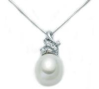 Miluna PCL3868 Women's Pearl Necklace - 18K White Gold, Freshwater Cultured Pearls, Elegant Italian Design