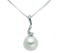 Miluna PCL4724X Women's Necklace - 18kt White Gold with Pearl and Diamond Pendant