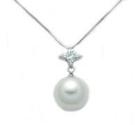 Miluna PCL5461 Women's Necklace - 18K White Gold with Pearl and Diamond Pendant