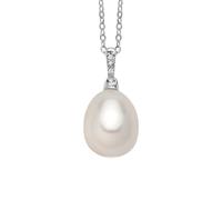 Miluna PCL5793 Women's Necklace - 18K White Gold with White Pearl and Diamond Details