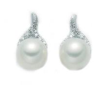 Miluna PER1443AM Women's 18K White Gold Earrings with Pearls and Diamonds