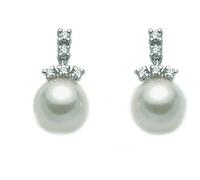 Miluna PER1922M Women's White Gold Earrings with Pearls and Diamonds