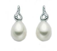 Miluna PER2003X Women's Earrings - 18kt White Gold with Pearl and Diamond