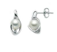 Miluna PER2073 Women's 18K White Gold Earrings with Pearls and Diamonds