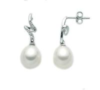 Miluna PER2100 Women's 18K White Gold Earrings with Pearls and Diamonds