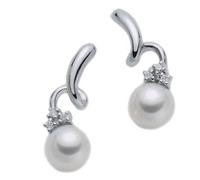 Miluna PER884 Women's Earrings - 18kt White Gold with Pearls and Diamonds