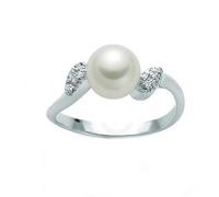 Miluna PLI992 Women's 18K White Gold Pearl and Diamond Ring