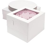 Miluoou 20 scatole per torte con tavole (10 ciascuna), 25,4 x 25,4 x 20,3 cm, scatole bianche da forno con finestra, grandi scatole da forno, scatole quadrate per torte multistrato, forniture per