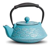 MILVBUSISS Teiera in ghisa, teiera giapponese con infusore per foglie sciolte, 800 ml, cassaforte per piano cottura, rivestita con interno smaltato, motivo nuvole 765,4 g, blu cielo