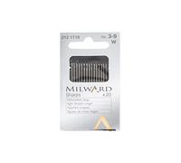 Milward Merceria Lettera con Aghi da Cucito Lunghi, Materiale: Acciaio, Colore: Argento, Spessore: 3-9, Presentazione: 20 Pezzi Silber, 7cm x 4cm x 1cm