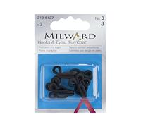 Milward Mercerie - Carta gratuita con gancio e occhi in pelliccia, colore: nero, dimensioni: n. 3, grande formato, confezione: 3 pezzi Schwarz, 9 x 7 x 1 cm