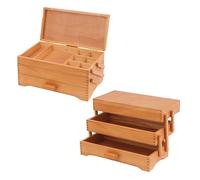 Milward Scatola Cantilever Artigianale, 3 Ripiani, Legno di Pino, Ripiani per Accessori, Chiusura Magnetica, 17 x 37 x 22,5 cm