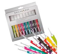 Milward Set di uncinetti ergonomici con impugnatura morbida, manici colorati da 2, 2,5, 3, 3,5, 4, 4,5, 5, 5,5 e 6 mm