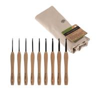 Milward Set di uncinetti, manici in legno di faggio liscio, ganci in alluminio, 2, 2,5, 3, 3,5, 4, 4,5, 5, 5,5 e 6 mm, custodia rigida con cerniera, 100% cotone, colore: grigio