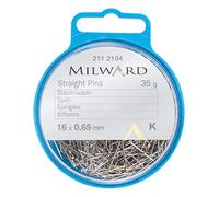 MILWARD Spille da cucito dritte compatte, acciaio dolce, argento, 16 mm, 35 g