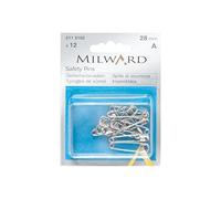MILWARD Spille di sicurezza, argento, 28 mm, 12 pezzi
