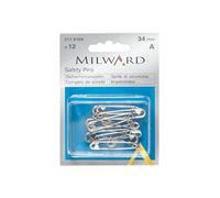 MILWARD Spille di sicurezza, argento, 34 mm, 12 pezzi