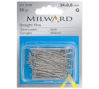MILWARD Spilli da cucito dritti, in acciaio dolce, metallo, 34 mm, 25 g