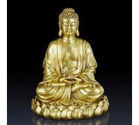 MILY-ART Statua di Buddha dorata da 24,9 cm, per decorazione domestica, statuetta di Buddha seduto in meditazione, scultura zen in ottone per soggiorno spirituale, angolo di meditazione, regalo per la