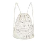 MilyaDE Borsa da spiaggia in paglia, realizzata a mano, con coulisse, borsa a tracolla bohémien per donne, viaggi, vacanze, Sacca da ginnastica beige, 33*2*38cm