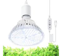MILYN Lampada a LED per piante con timer e sistema di sospensione, timer 9 H/12 H/15 H, 150 LED, colore bianco, con cavo di alimentazione da 16,4 m, per serre, giardini, piante da interno, idroponica