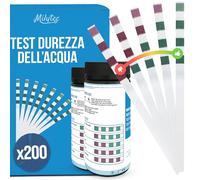 MILYTEC 200 Strisce Test Durezza Acqua - Kit Analisi Acqua Potabile - Misuratore Calcare per Addolcitore, Acquario, Piscina - Misurazione Facile con Strisce Precise - °f (FR), °dH (DE), ppm